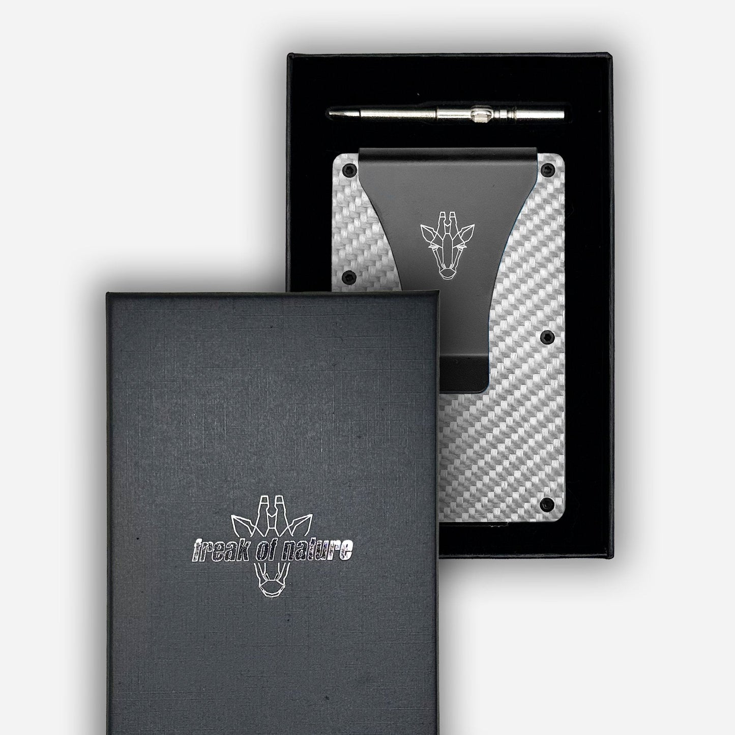 Stealth Carbon Fibre Cardholder With Money Clip | Titanium - Freak Of Nature